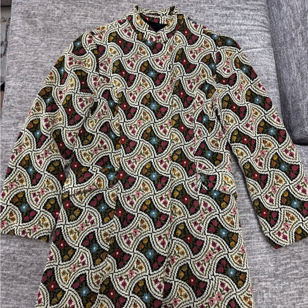 Vintage Elegant Patterned Tweed Women's Coat - Picture 3 of 9